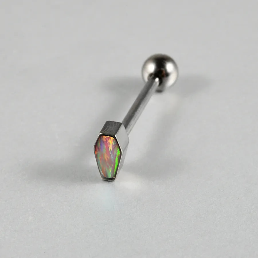 1 Piece Lip Rings Casual Elegant Vacation Coffin Horse Eye G23 Titanium Resin Opal Polishing Resin Opal Tongue Rings