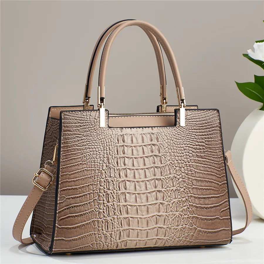 women's pu leather solid color elegant square zipper handbag