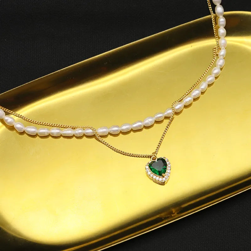 original design heart shape flower freshwater pearl plating 18k gold plated necklace