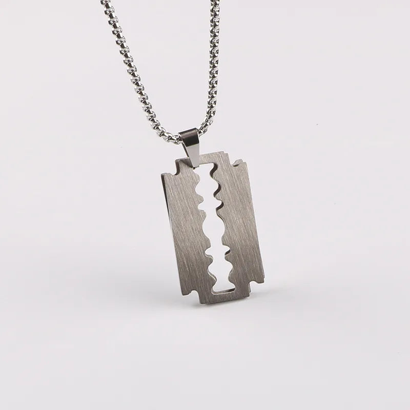 punk streetwear blade titanium steel polishing men's pendant necklace