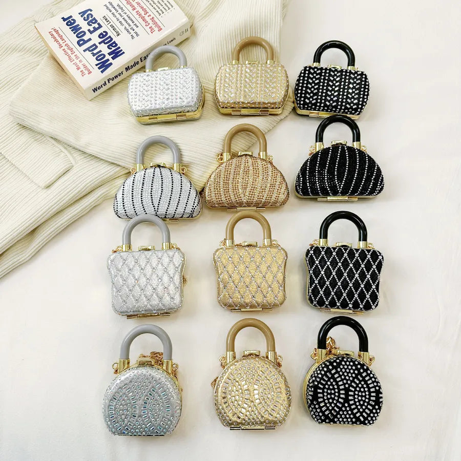 Women's PU Geometric Square Elegant Streetwear Lock Hollow Semicircle Round Square Lock clasp Handbag Crossbody Bag
