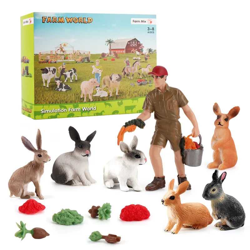 simulation mini farm poultry chicken duck goose cow gold small animal miniature model sand table ornaments wholesale