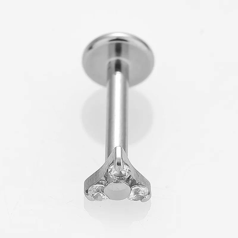1 Piece Lip Rings Simple Style Classic Style Cross Flower 316L Stainless Steel  Polishing Zircon 18K Gold Plated Lip Rings Ear Cartilage Rings & Studs Nose Rings & Studs