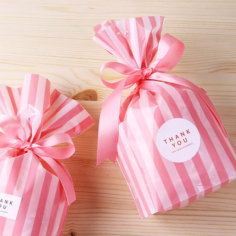 Cute Stripe PP Casual Gift Bags Party Supplies Gift Wrapping Supplies 50 PCS/Package
