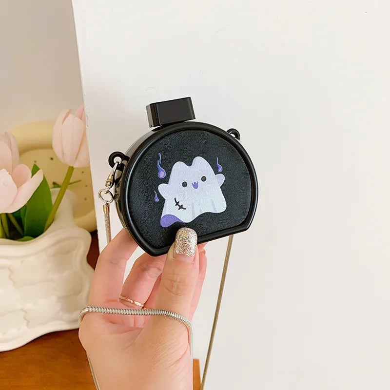 Mini Halloween Ghost Cartoon Shoulder Bag Women's Crossbody Bag Shell Shape PVC Lock Buckle Closure Fashion Print Chain