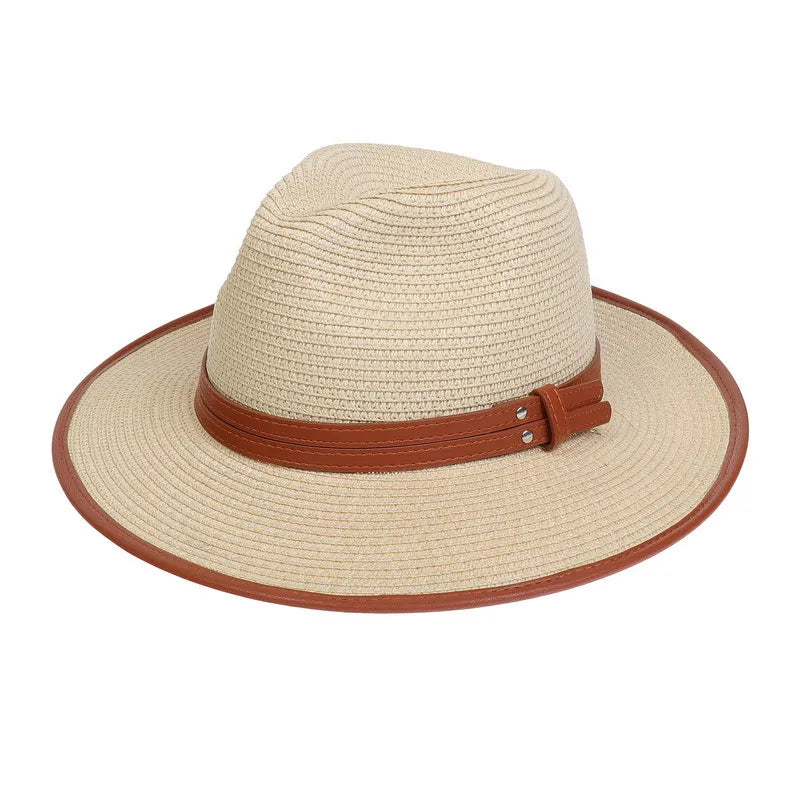 women's simple style commute color block flat eaves sun hat