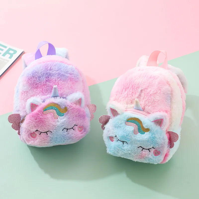 Casual Backpack Plush Backpack Cute Cartoon Plush Backpack   Plush Schoolbag Girl