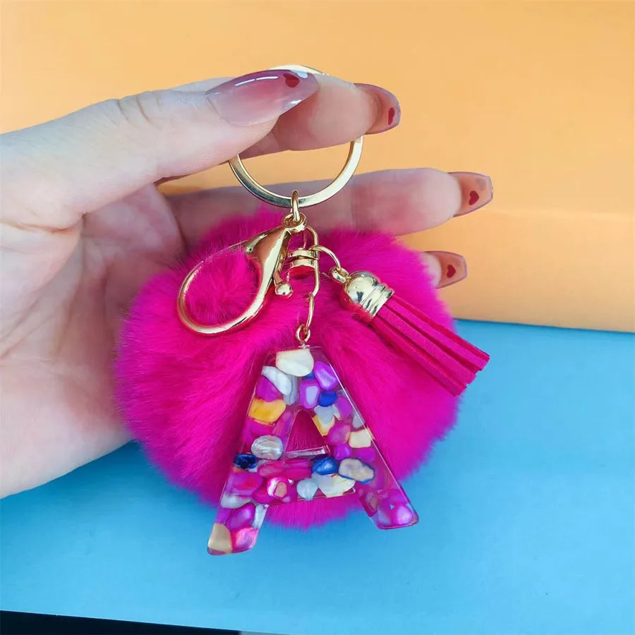 Simple Style Commute Letter Hairball Resin Unisex Bag Pendant Keychain