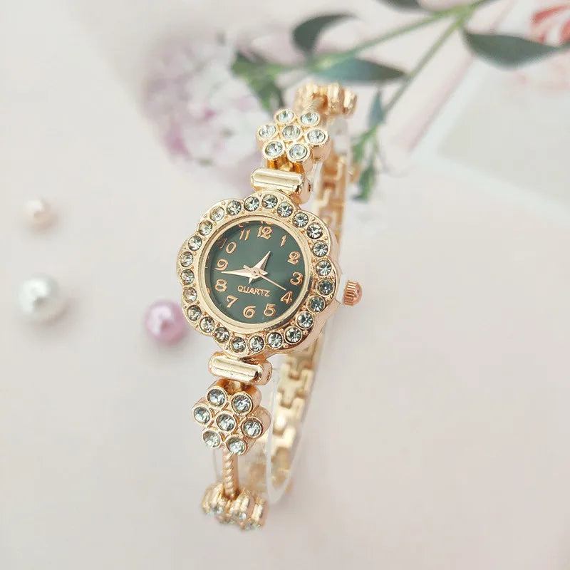Elegant Flower Single Folding Buckle Quartz Watch Women's Watches