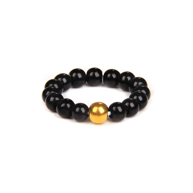 retro solid color natural stone beaded rings 1 piece