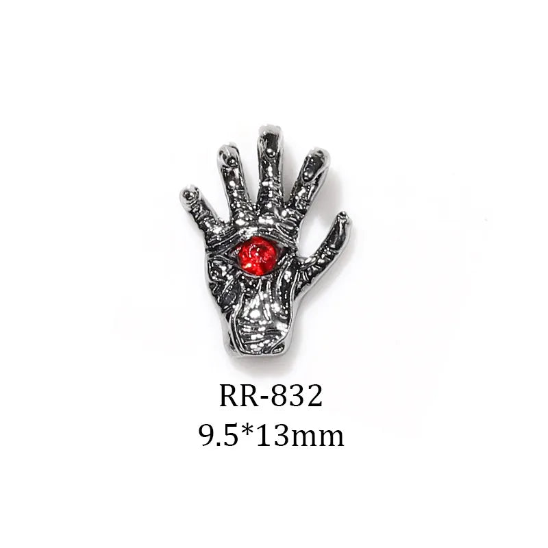 Halloween Dark Series Nail Ornament Three-Dimensional Diamond-Inlaid Cross Love Alloy Nail Accessories Wholesale