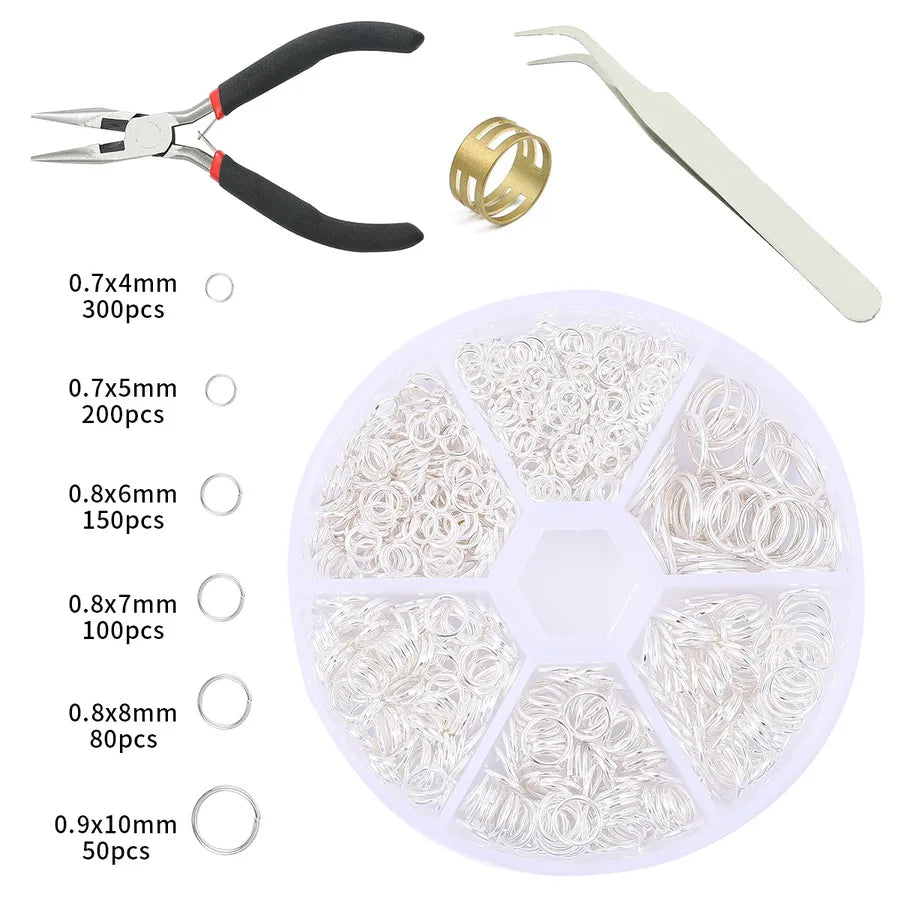 Handmade Beading Jewelry Accessories Kit Earring Hook Bracelet Necklace Material Tool Set Round Circle Chain Metal Simple Design