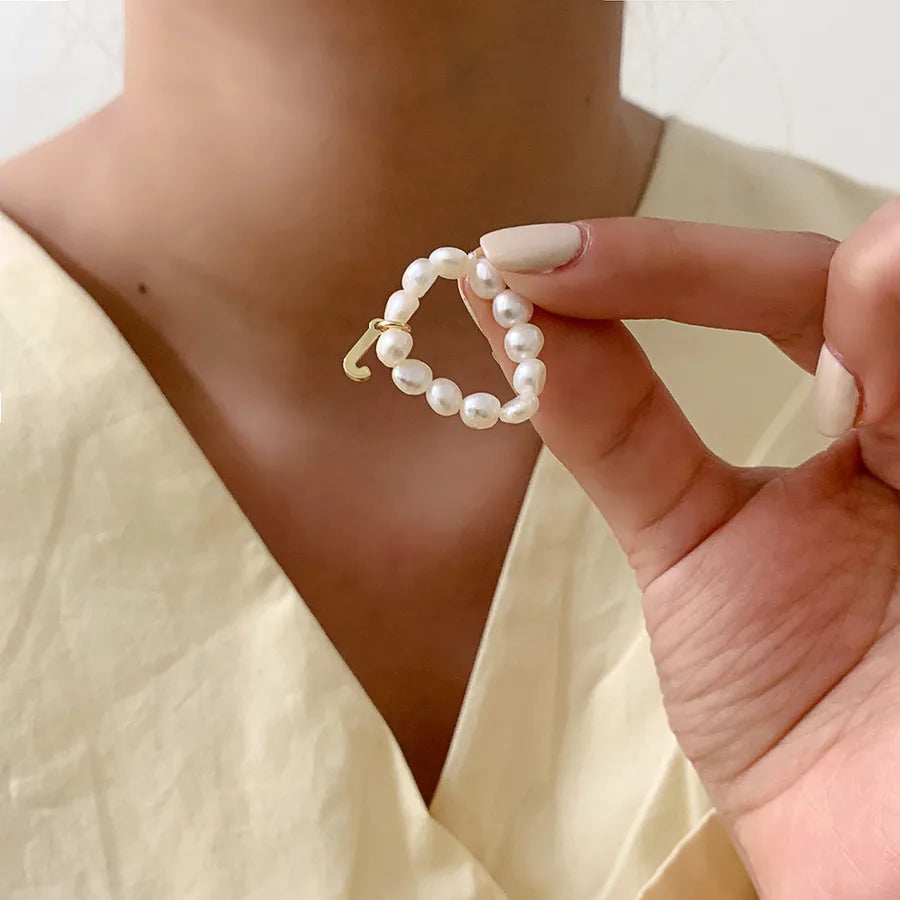 Retro Letter Freshwater Pearl Rings In Bulk
