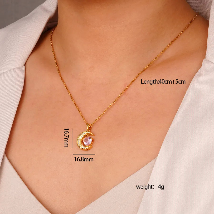 Wholesale Jewelry Glam Cute Luxurious Heart Shape 304 Stainless Steel Copper cable chain Pendant Necklace