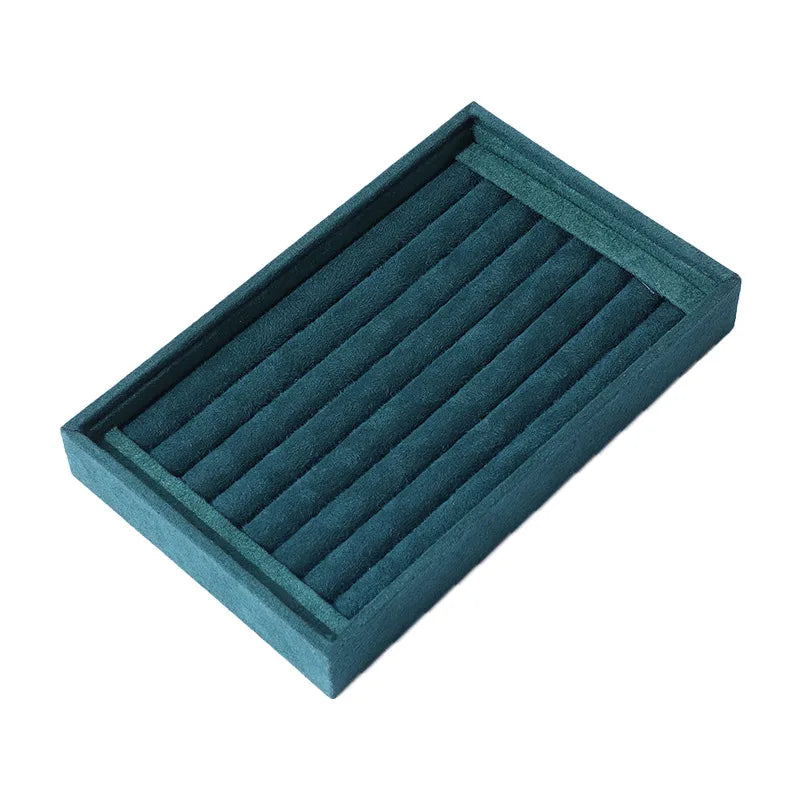 Velvet Jewelry Display Tray Ring Earring Stud Organizer Artistic Style Square Pattern Craftsmanship Jewelry Storage Rack