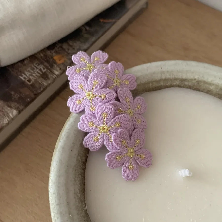 Gentle Pink Cherry Blossom Barrettes Sweet Embroidery Flower Hairpin Knitted Children Headdress Hair Accessories Bangs Side Clip