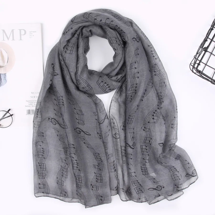 Women's Simple Style Notes Polyester Scarf