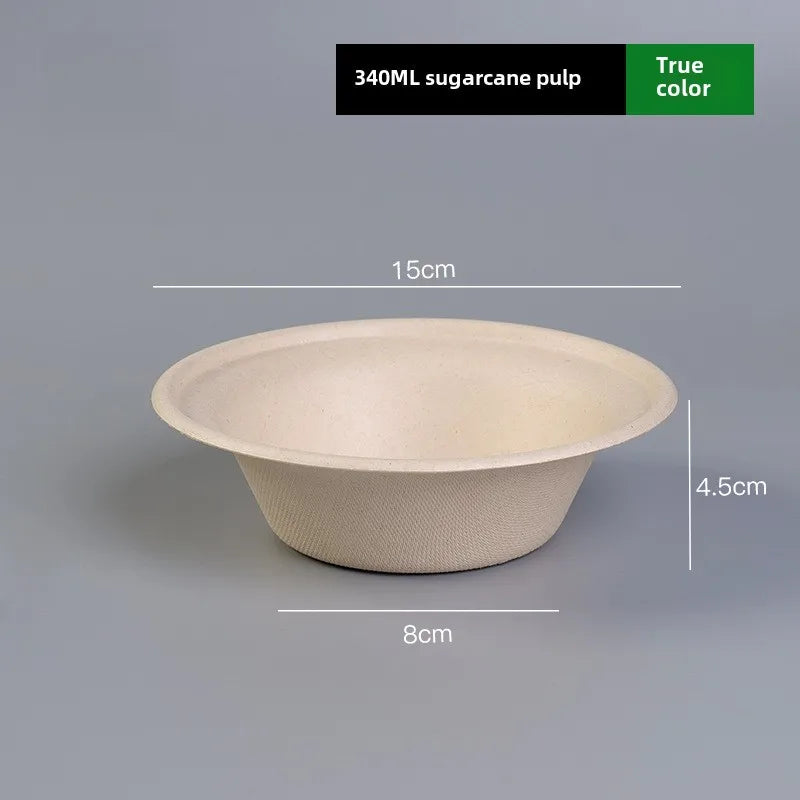 Disposable paper bowl tableware set paper bowl commercial household bowl degradable whole box disposable round bowl