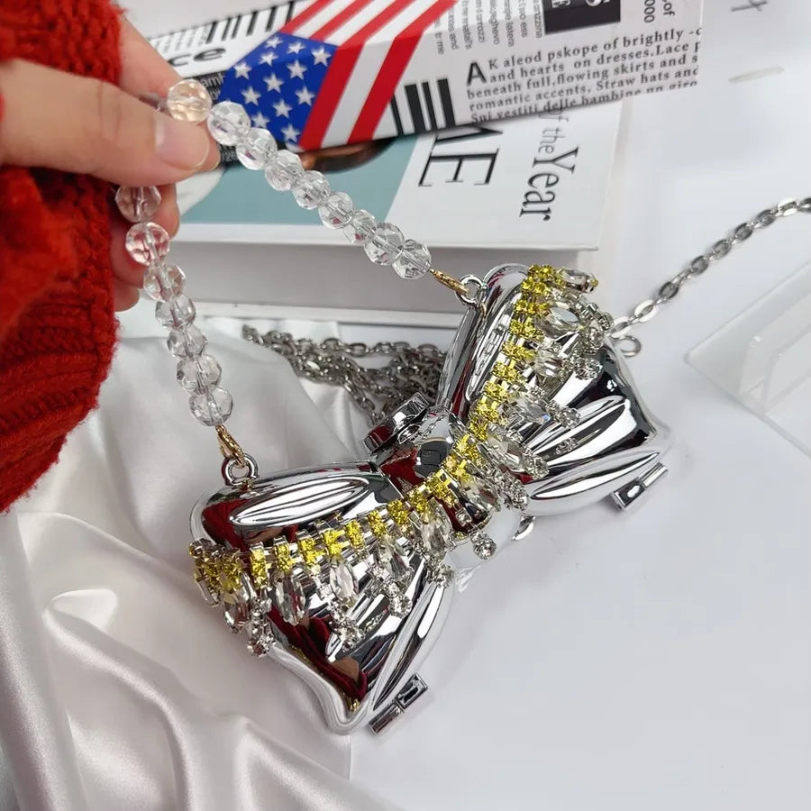 Women's Acrylic Bow Knot Elegant Streetwear Bow Type Lock clasp Shoulder Bag Handbag Box bag