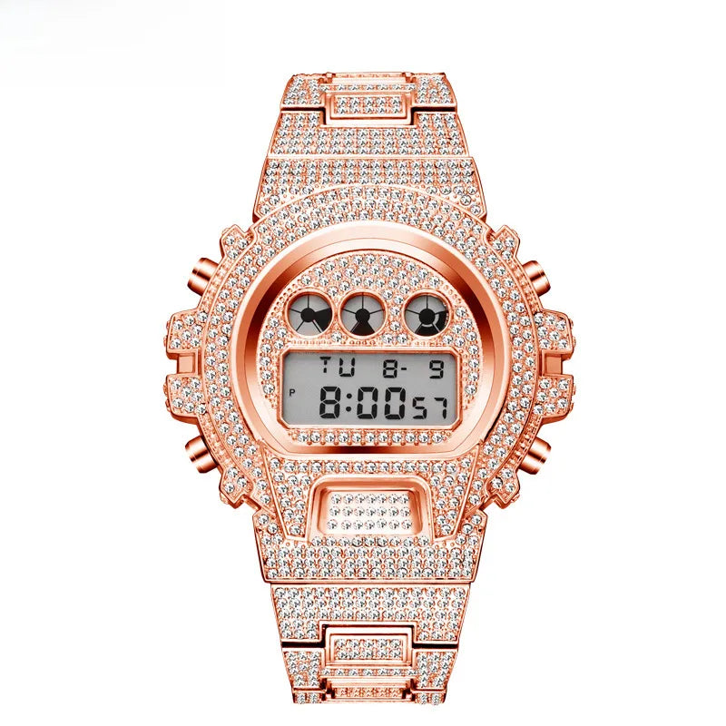 MISSFOX Japan Diamond Multi-function Fashion Electronic Watch High-end Full Diamond Waterproof Men's Watch Factory Outlet