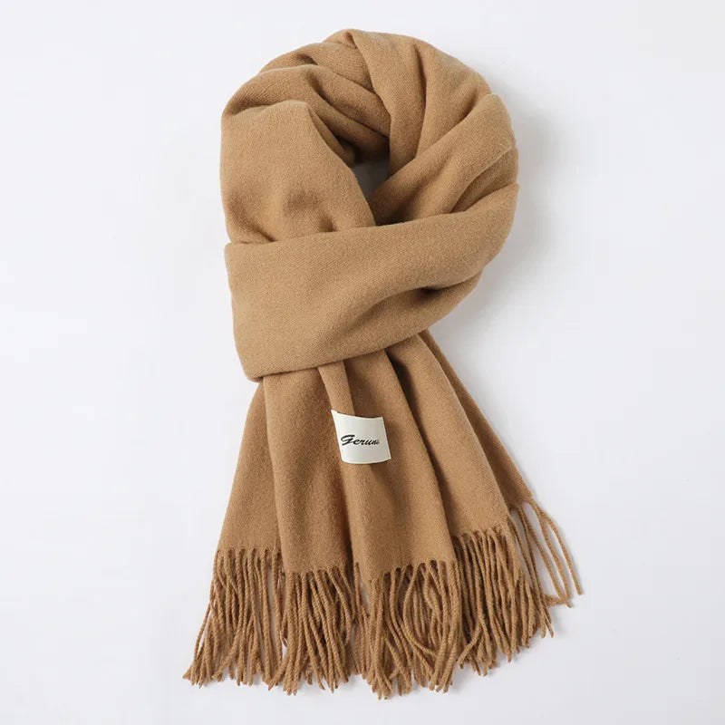 women's simple style solid color imitation cashmere scarf