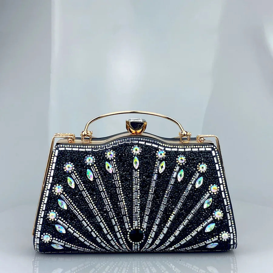 Black Gold Blue Pu Leather Solid Color Evening Bags