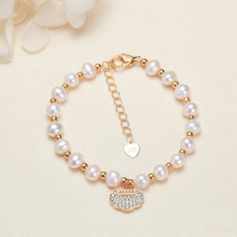 Freshwater Pearl Copper Beaded Chain Bracelets Casual Elegant