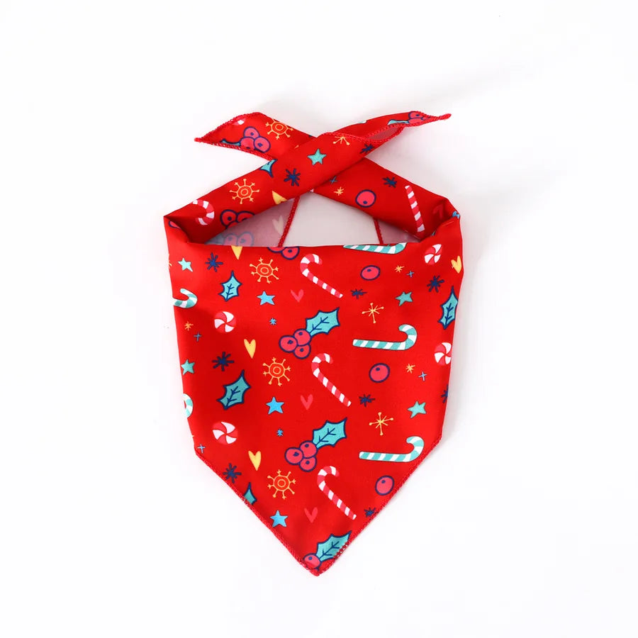 pet cat dog print christmas halloween party triangle bib decoratio