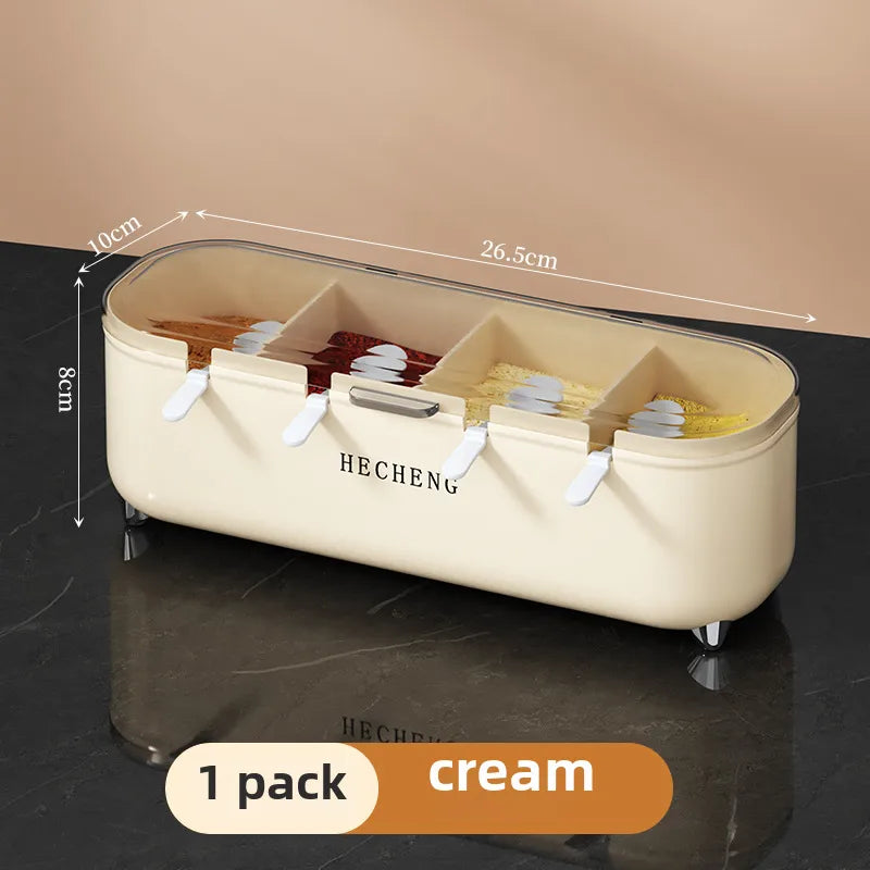 Seasoning box combination suit household kitchen seasoning jar multi-grid integrated storage salt gourmet powder four-grid storage box