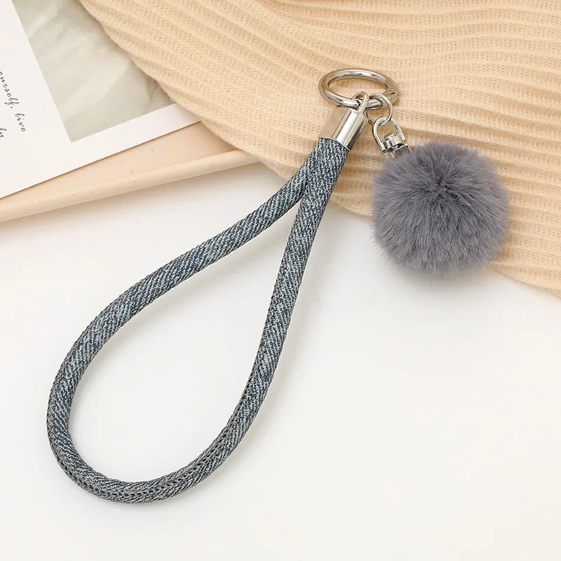 Basic Solid Color Plush Keychain