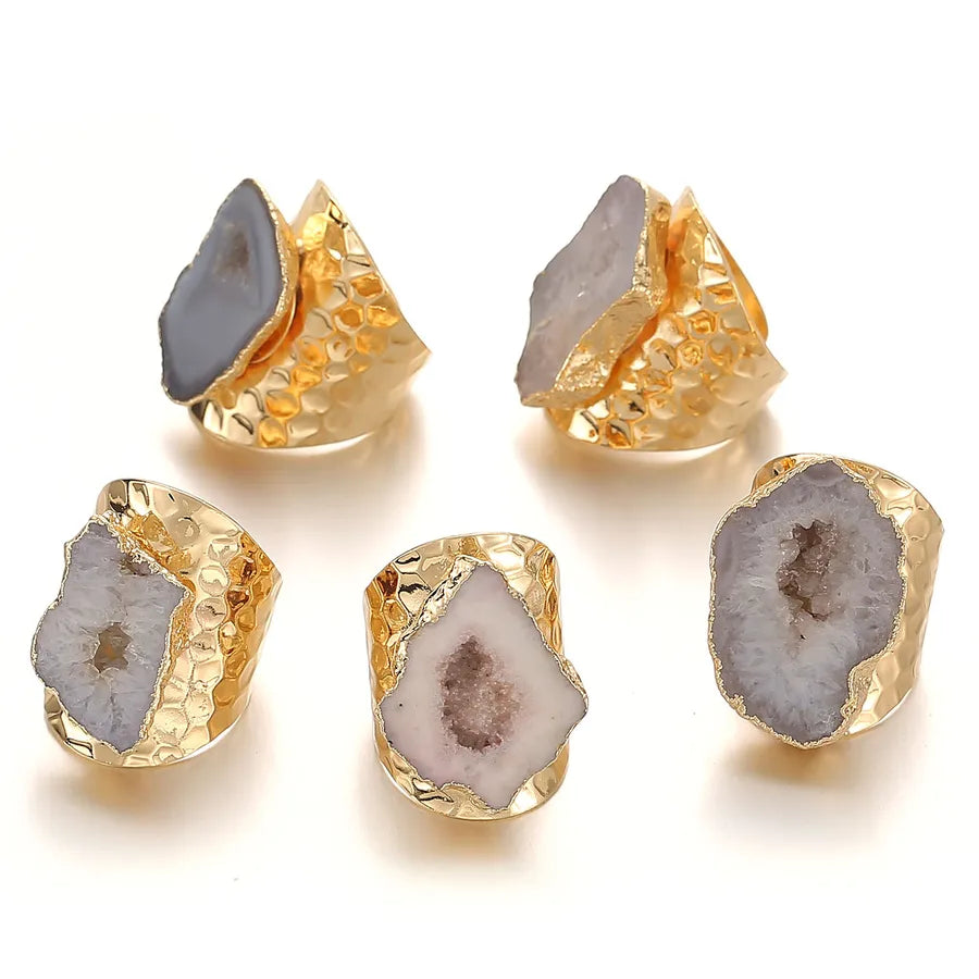 classic style commute color block agate artificial gemstones rings in bulk