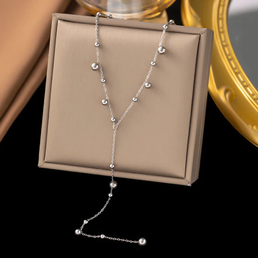 Wholesale Jewelry Elegant Sweet Geometric Heart Shape 304 Stainless Steel Round Plating ball chain cable chain Bracelets Necklace
