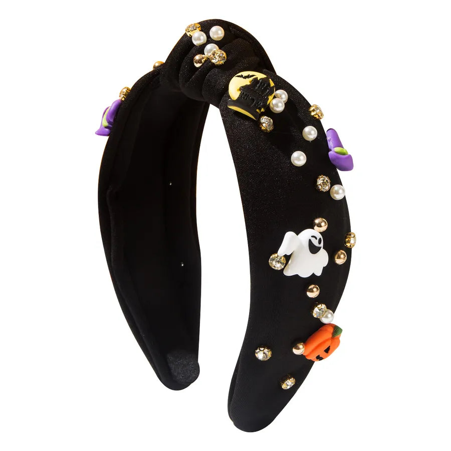 Halloween Pearl Hairband Women's Knot Decorative Ghost Pumpkin Design Festival Accessory Elegant Headwear Stylish Hair Ornament