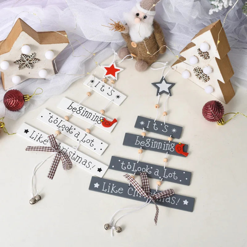 christmas cute letter wood party hanging ornaments