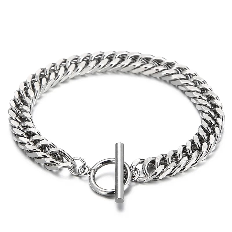 hip-hop retro punk solid color titanium steel polishing men's bracelets