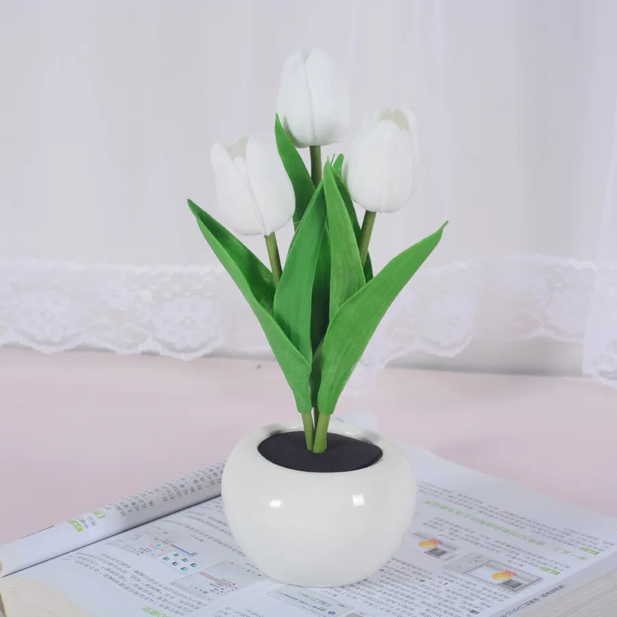 Decorative Table Lamp Glass Shade Wooden Base In Antique White Finish
