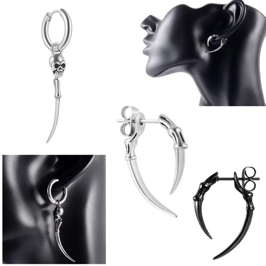 1 Piece Halloween Cool Style Solid Color Skull Plating 304 Stainless Steel 18K Gold Plated Ear Studs
