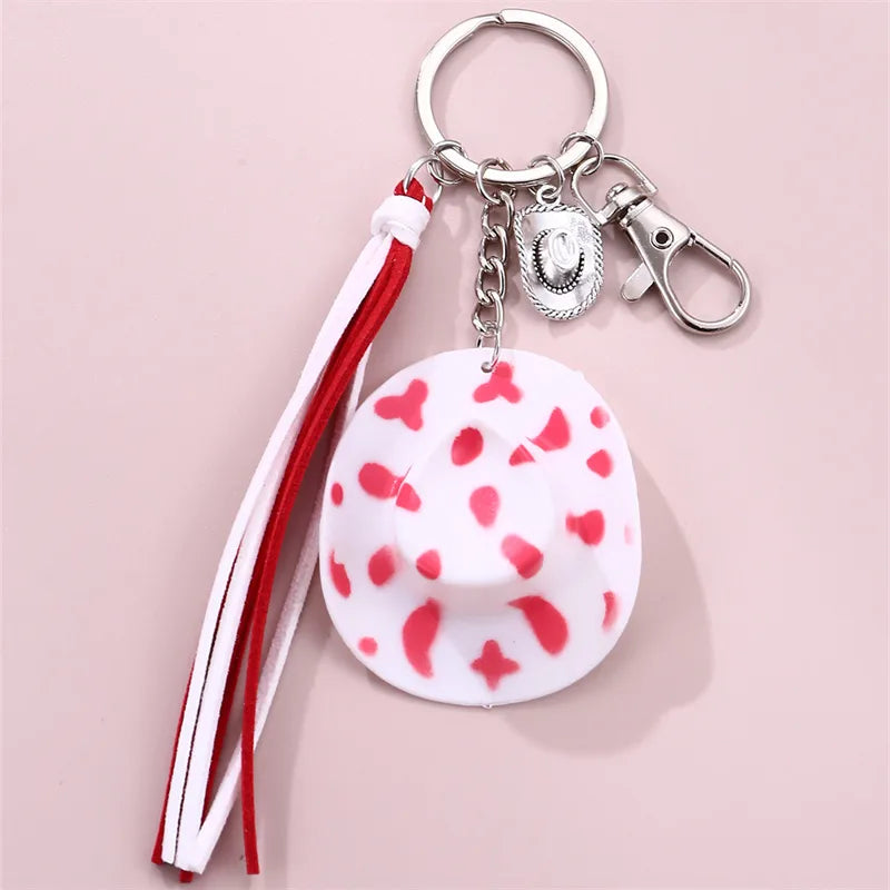 Casual Preppy Style Simple Style hat Alloy Plastic Tassel Bag Pendant Keychain