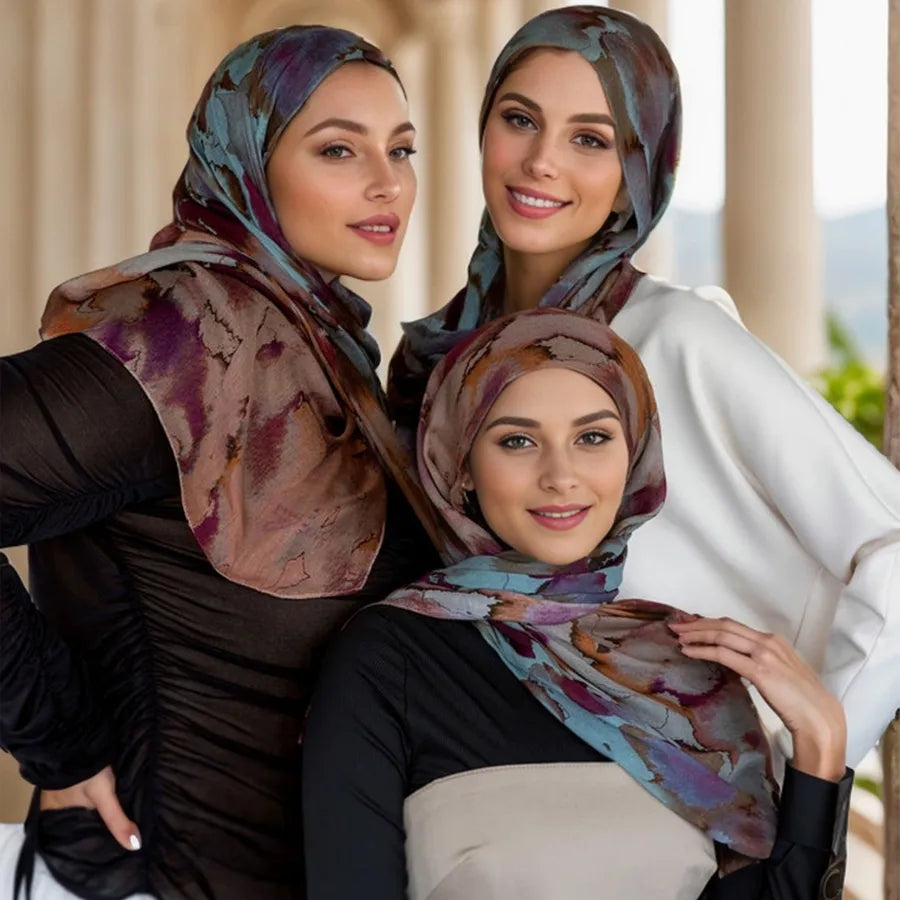 Women's Simple Style Printing Chiffon Printing Scarf Kerchief