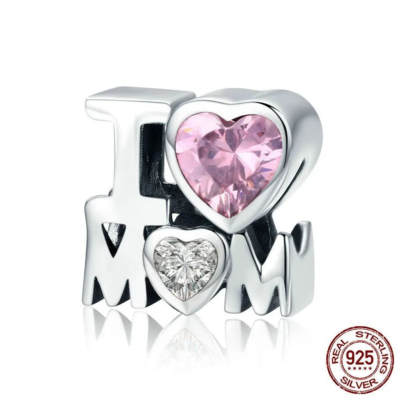 1 Piece 925 Sterling Silver Zircon Letter Heart Shape Butterfly Polished Pendant Beads Jewelry Accessories