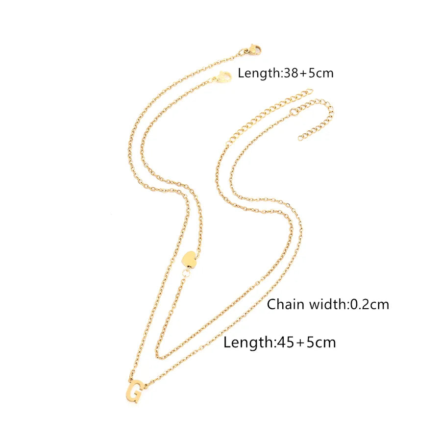 Wholesale Jewelry Elegant Retro Classic Style Letter Heart Shape 201 Stainless Steel 304 Stainless Steel cable chain Pendant Necklace
