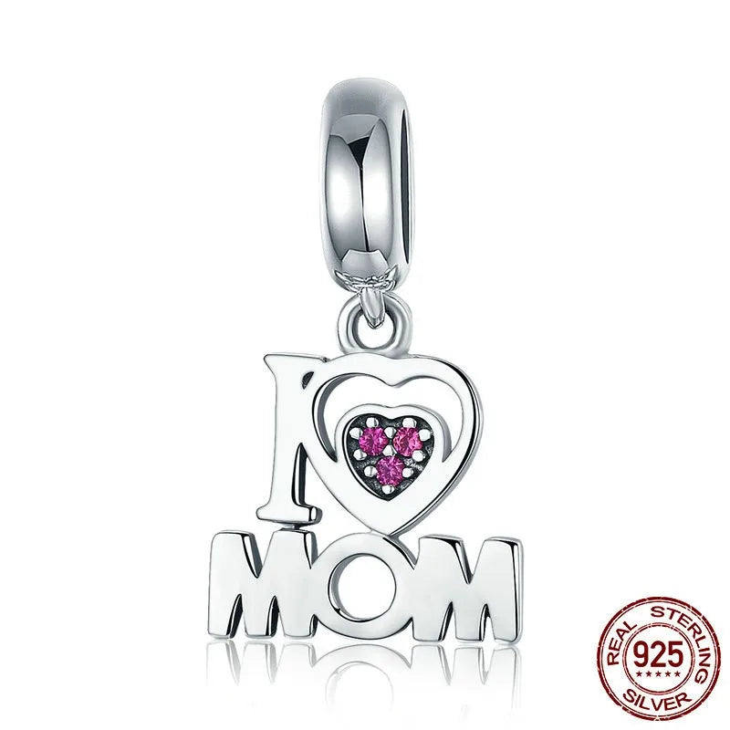 1 Piece 925 Sterling Silver Zircon Letter Heart Shape Butterfly Polished Pendant Beads Jewelry Accessories