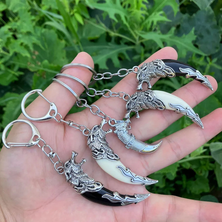 Hip-Hop Wolf Tooth Metal Men's Bag Pendant Keychain
