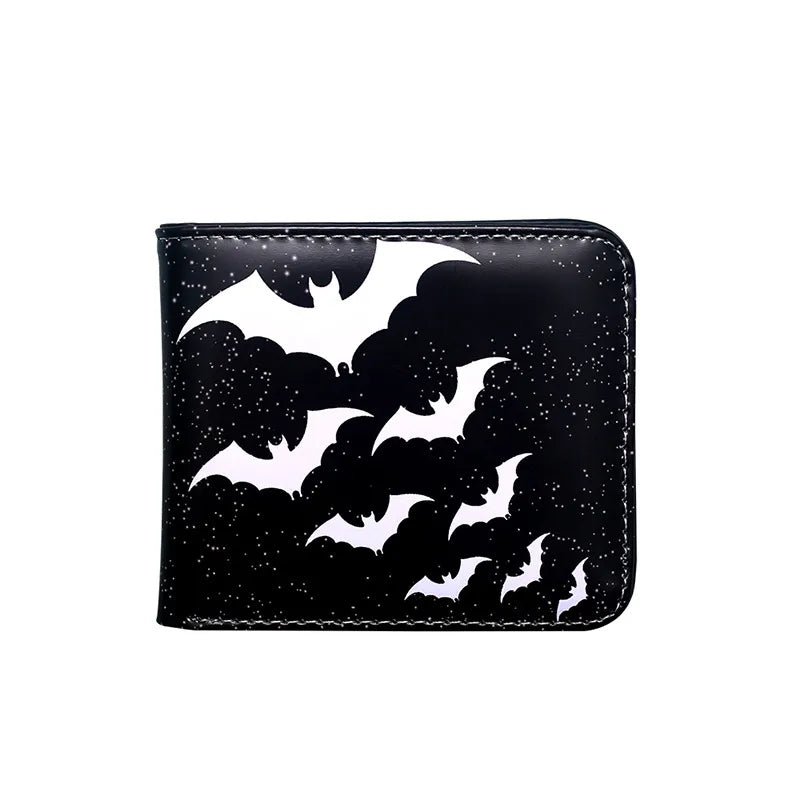 Men's Bat Skull PVC Open Wallets