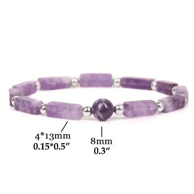 new natural amethyst square bead bracelet women's simple fashion charm bracelet foreign trade wholesale