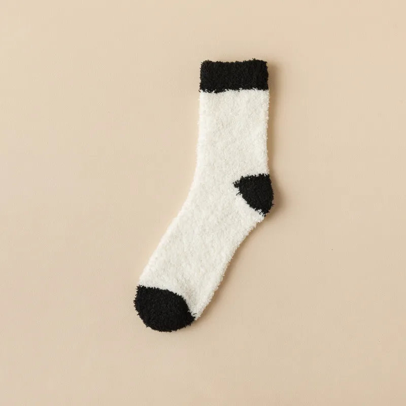 wool-free coral velvet socks men's mid-tube socks autumn and winter men's home warm floor plush socks