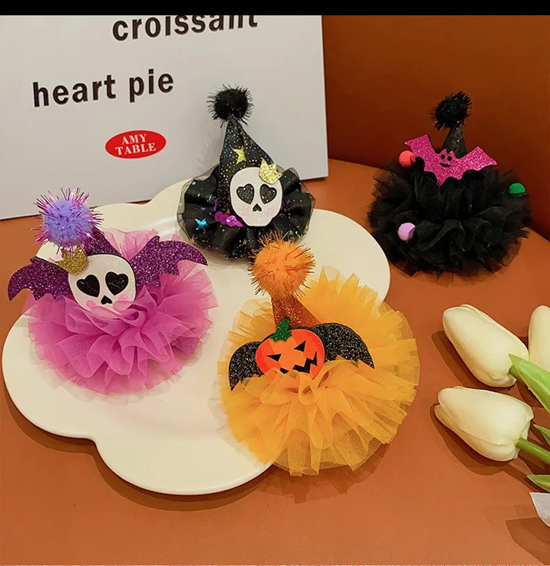 Halloween Cute Funny Kid'S Pumpkin Bat Hair Clip