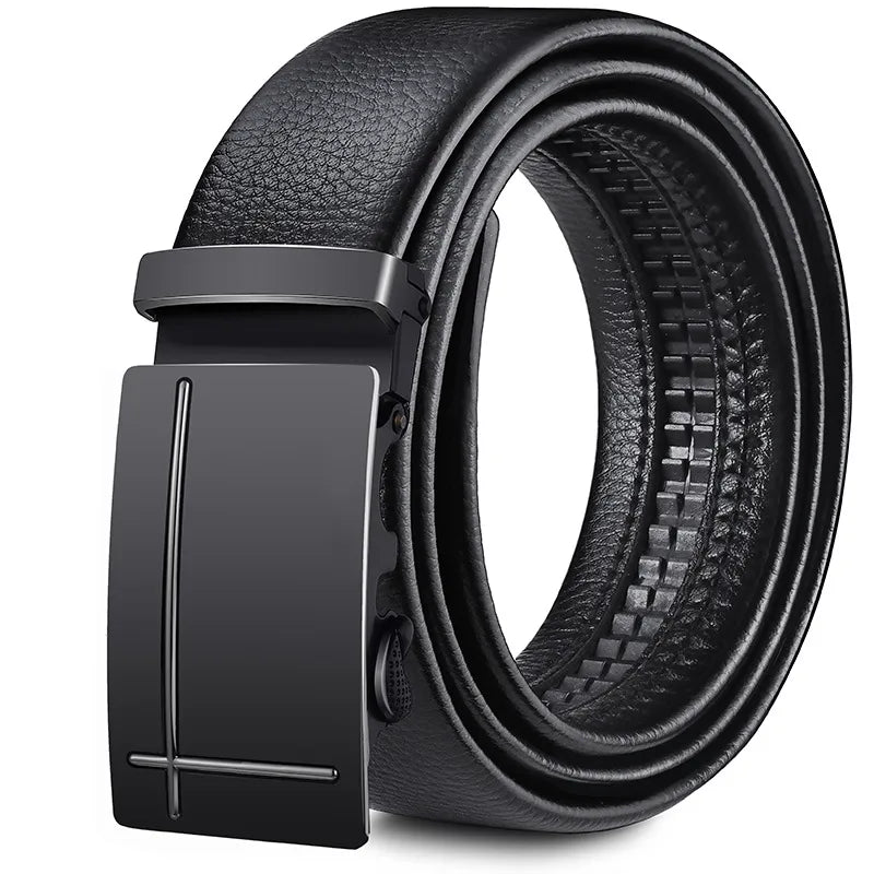 direct Belt Men's wholesale Youth Business soft leather 3.5 Automatic buckle Black Belt running Jianghu goods source