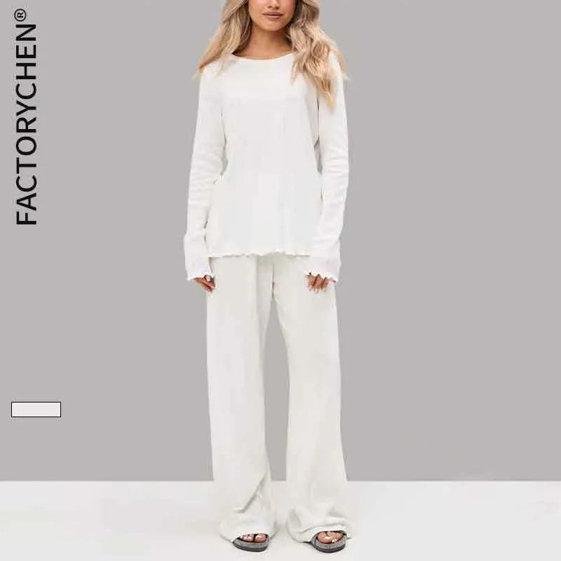Home Women's Vacation Simple Style Solid Color Cotton Pants Sets Pajama Sets