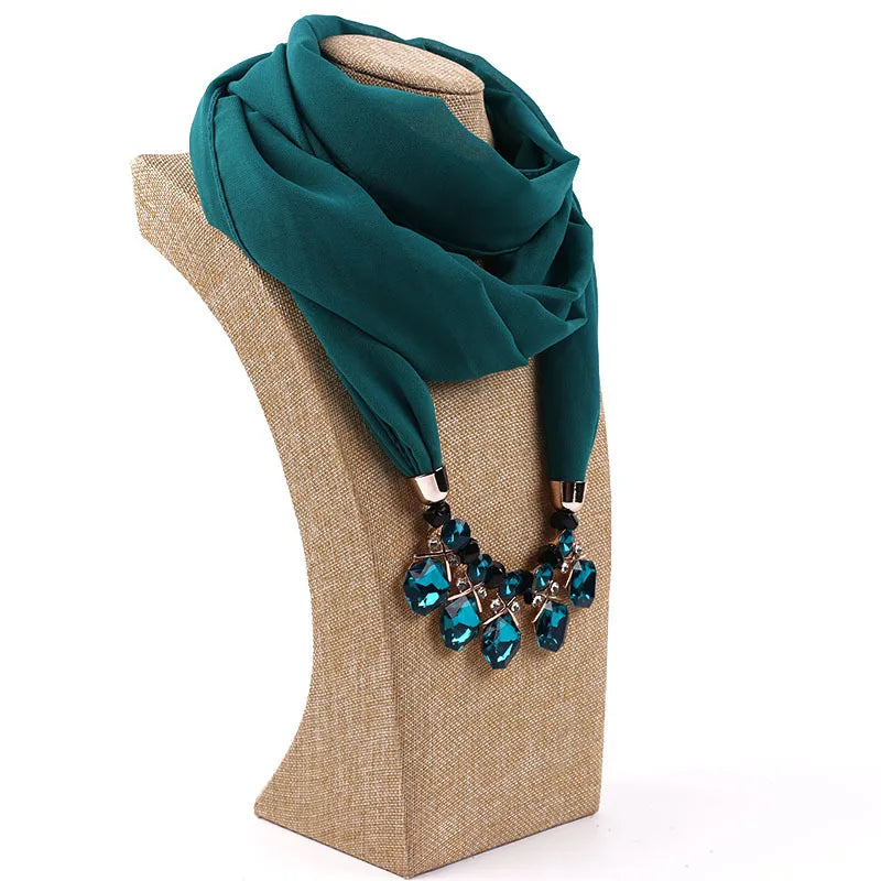 women's elegant solid color chiffon tassel scarf